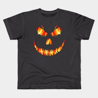 Scary Pumpkin Face Jack O Lantern Halloween Costume Kids T-Shirt